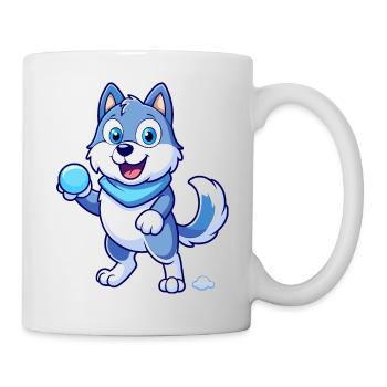 Schneeball-Showdown: Siberian Husky Delight - Tasse - Weiß - Rechts