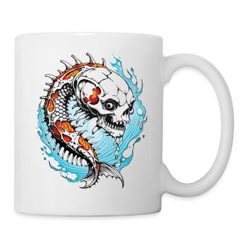 Koi Skull // Totenkopf Fisch // Karpfen FS0007 - Tasse - Weiß - Rechts