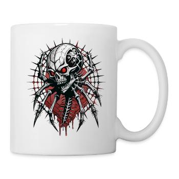 Spider Skull // Totenkopf Spinnennetz FS0019 - Tasse - Weiß - Rechts