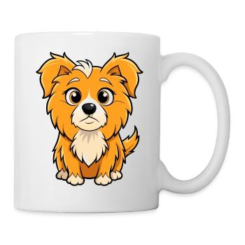 Neugieriger tibetischer Spaniel-Hund Kunstdruck - Tasse - Weiß - Rechts
