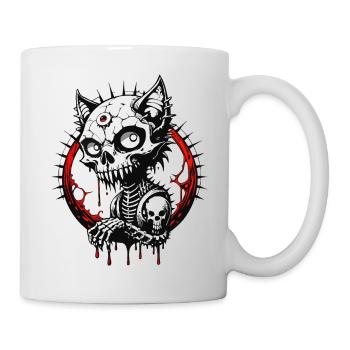 Gothic-Cat Skull // Totenkopf Katze / Blut FS0043 - Tasse - Weiß - Rechts