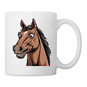 Karikatur Pferdegesicht mit Lächeln - Tasse - Weiß - Rechts