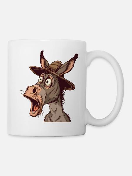 Âne portant un bonnet d’âne, expression choquée - Mug blanc - blanc