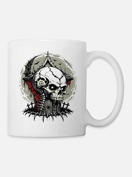 Witch house Skull // Totenkopf Hexenhaus FS0086 - Tasse - Weiß