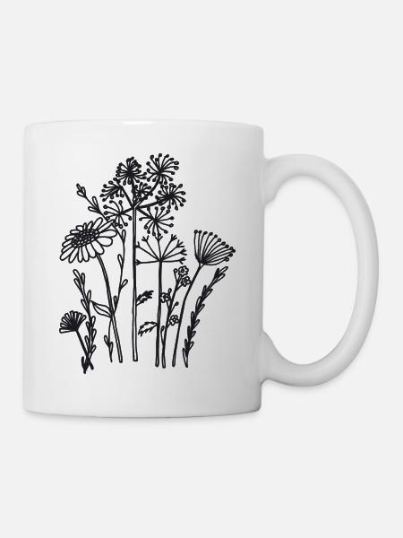 Fleurs séchées noires - Mug blanc - blanc