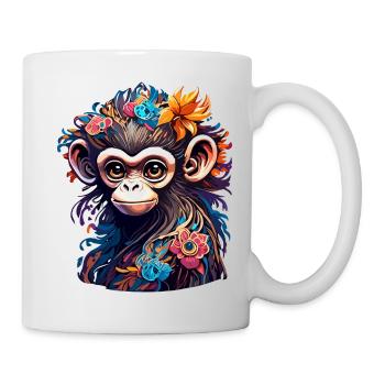 Cute Monkey / Monkey Girl / Cute / Hair Bow - Mug - white - Right