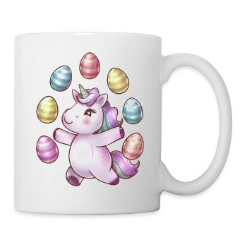 Einhorn Osterei-Jonglage - Tasse - Weiß - Rechts