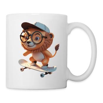 Skater Lion on the Skateboard - Mug - white - Right