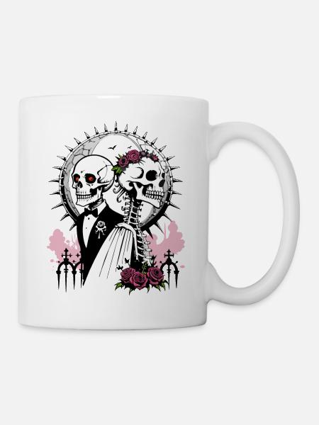 Wedding Skull // Totenkopf Hochzeit // Ehe FS0126 - Tasse - Weiß