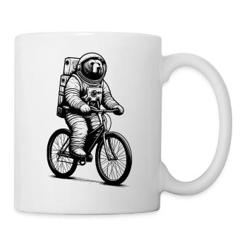 Astronauten Bär auf Fahrrad - Weltraum - Tasse - Weiß - Rechts