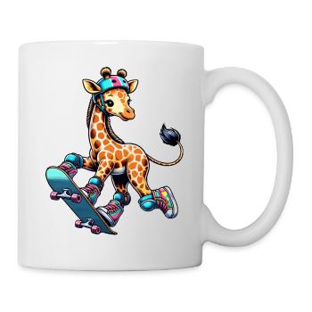 Skater Giraffe auf dem Skateboard - Tasse - Weiß - Rechts