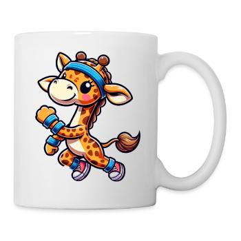 Jogging Giraffe Fitness Cartoon - Mug - white - Right
