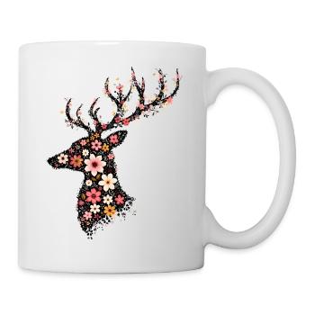 Hirsch aus Blumen - Tasse - Weiß - Rechts