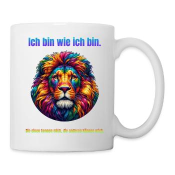 Löwe psychedelisch mit Spruch - Tasse - Weiß - Rechts