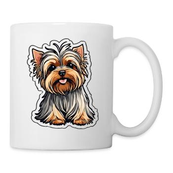 Yorkshire Terrier (Yorkie) Kleiner Hund - Tasse - Weiß - Rechts