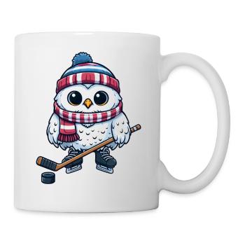 Eule Hockeyspieler Eishockey Cartoon Schneeeule - Tasse - Weiß - Rechts