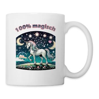 100 % magisch, Magie des Einhorns, Sternenhimmel - Tasse - Weiß - Rechts