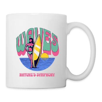 Beach Ocean Surfing Retro Surfers Sea Waves Summer - Tasse - Weiß - Rechts