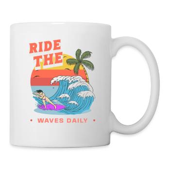 Beach Ocean Surfing Retro Surfers Sea Waves Summer - Tasse - Weiß - Rechts