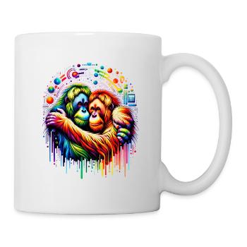 Farbenumarmung - Orang-Utan Harmonie - Tasse - Weiß - Rechts