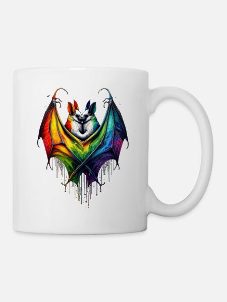 Bunter Nachtschwärmer - Fledermausglanz - Tasse - Weiß