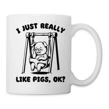 J’aime vraiment les cochons pour les amateurs de citations de cochons - Mug blanc - blanc - Droite