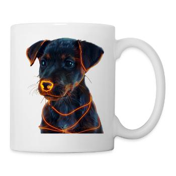 Cute Puppy with Glowing Lines - Tasse - Weiß - Rechts