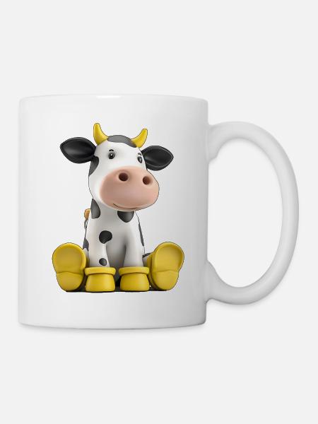 Drôle de vache avec des bottes en caoutchouc - Mug blanc - blanc