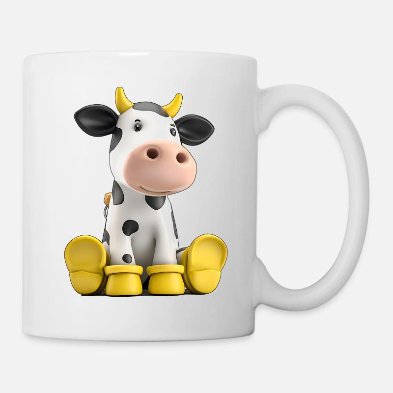 Drôle de vache avec des bottes en caoutchouc - Mug blanc - blanc