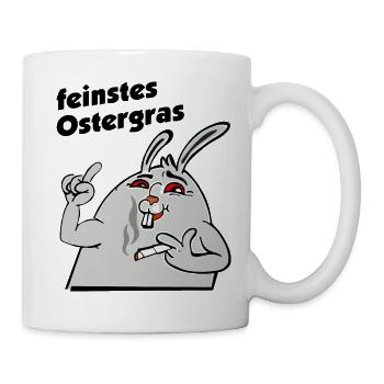 feinstes Ostergras - Ostern Gras - Tasse - Weiß - Rechts
