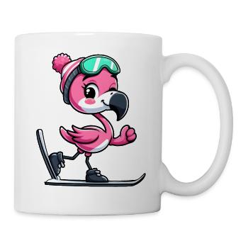 Flamingo Skifahrer Winterspaß - Tasse - Weiß - Rechts