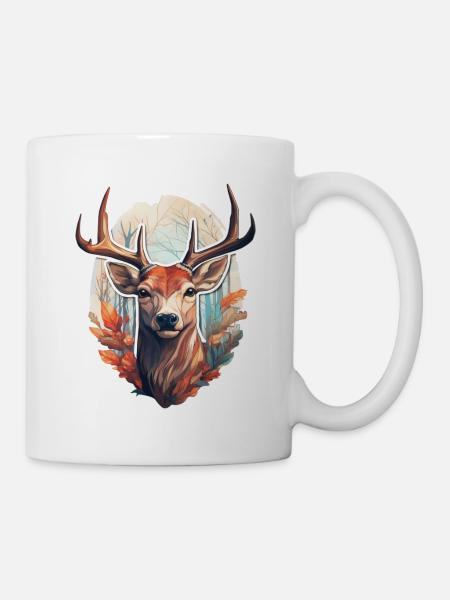 Hirschkopf - Tasse - Weiß