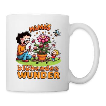 Mama's blühendes Wunder, Muttertrag, Garten, Kids - Tasse - Weiß - Rechts