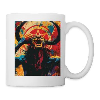 The Devil mit Pentagramm, Totenkopf, Teufel - Tasse - Weiß - Rechts