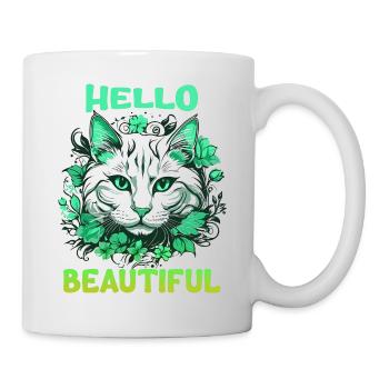 Katze schöne stilvolle Frauen bunte Kunst Kunst - Tasse - Weiß - Rechts