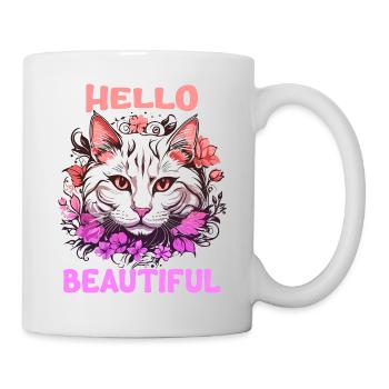 Katze schöne stilvolle Frauen bunte Kunst Kunst - Tasse - Weiß - Rechts