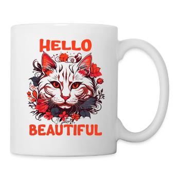 Katze schöne stilvolle Frauen bunte Kunst Kunst - Tasse - Weiß - Rechts