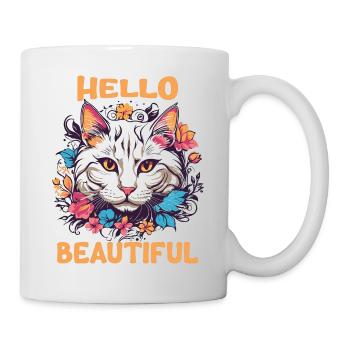 Katze schöne stilvolle Frauen bunte Kunst Kunst - Tasse - Weiß - Rechts