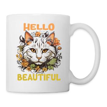 Katze schöne stilvolle Frauen bunte Kunst Kunst - Tasse - Weiß - Rechts