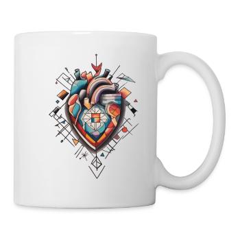 Geometrisches Herz Fusion urbaner Lebensfreude - Tasse - Weiß - Rechts