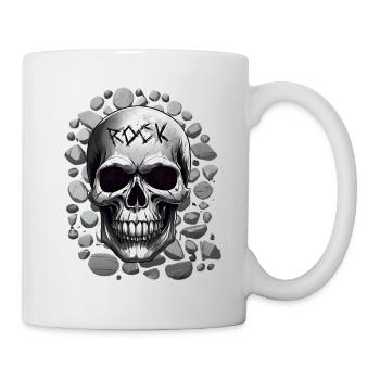 Totenkopfdesign Rockmusik - Tasse - Weiß - Rechts