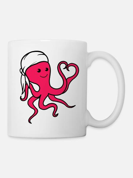 octopus in love pirat - Tasse - Weiß