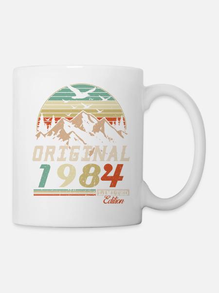 1984 vintage anniversaire rétro vintage cadeau - Mug blanc - blanc