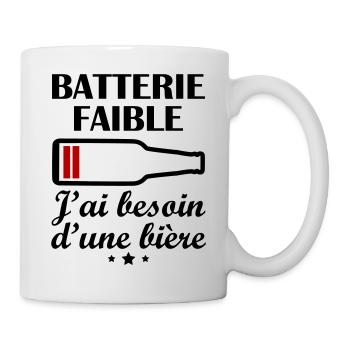 Batterie faible, j'ai besoin d une bière, apéro - Mug blanc - blanc - Droite