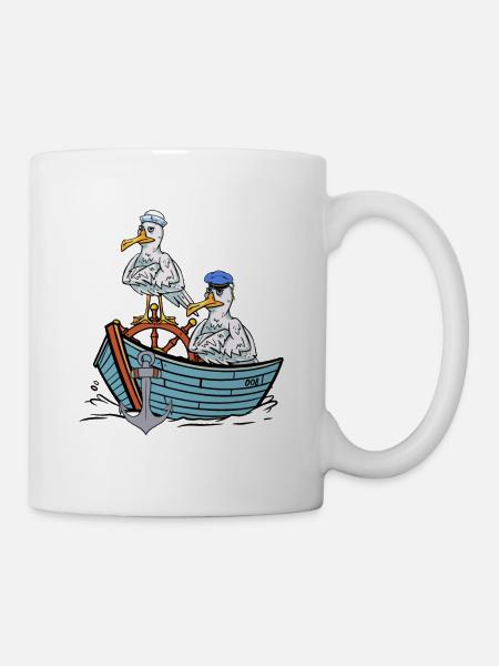 Maritime Möwen Möwe Seemänner Seefahrer Reise Boot - Tasse - Weiß