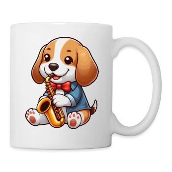 Beagle Saxofonist Jazz Musik - Tasse - Weiß - Rechts