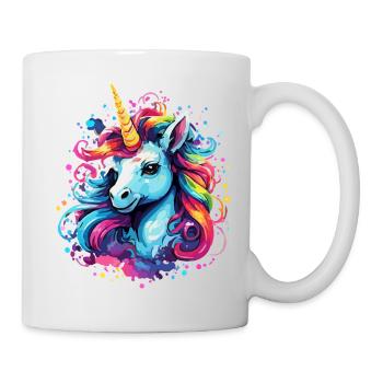 Einhorn bunt Regenbogen Pony Pferd - Tasse - Weiß - Rechts