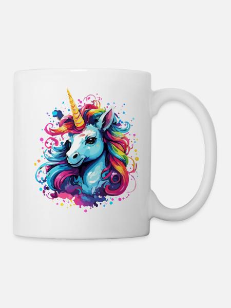 Einhorn bunt Regenbogen Pony Pferd - Tasse - Weiß