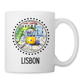 Chemise de tramway de Lisbonne pour les amoureux du Portugal - Mug blanc - blanc - Droite