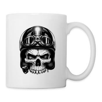 Crâne maléfique avec casque et lunettes - Mug blanc - blanc - Droite